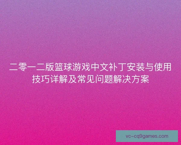二零一二版篮球游戏中文补丁安装与使用技巧详解及常见问题解决方案